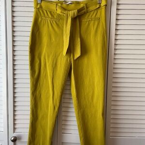 Jules & Leopold size L yellow/citron tie waist ankle length skinny stretch pants